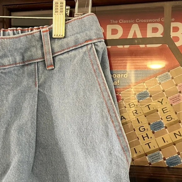 Big Bud Press Small Petite Trouser Jean, Light Blue Wash with Orange Stitching - Picture 5 of 6